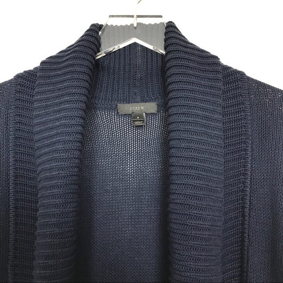 J. Crew Navy Shawl Ribbed Cotton Cardigan Size S - Picture 5 of 8